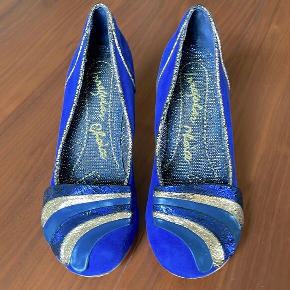 Irregular Choice Women's Royal Marriage Blue and Gold Heels US 7 / 38 - Picture 7 of 16